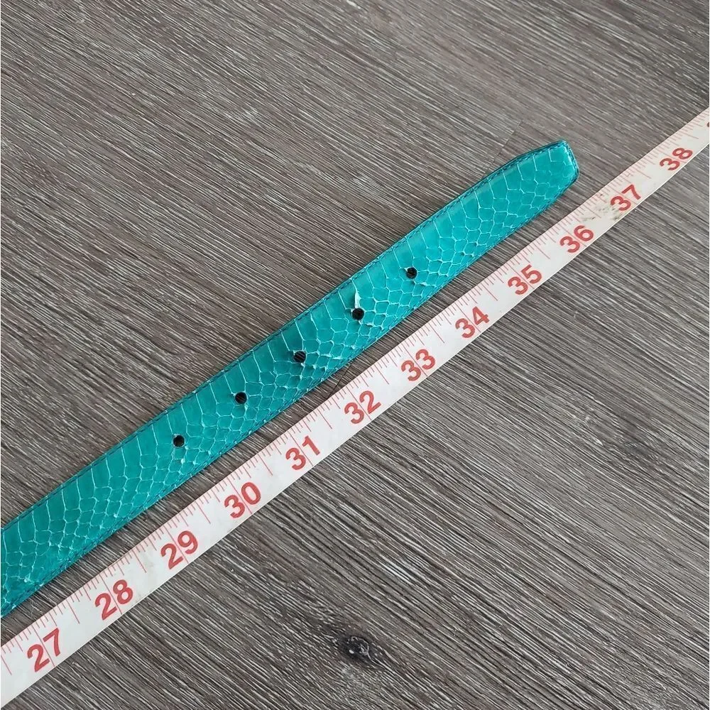 RETRO COLLECTIF GENUINE SNAKESKIN TEAL BELT SIZE LARGE